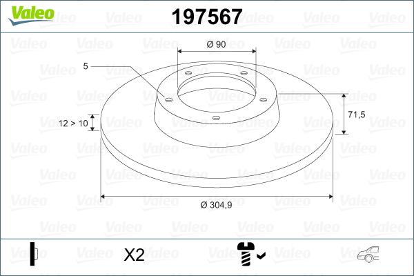 Valeo 197567 - Disque de frein cwaw.fr