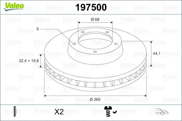 Valeo 197500 - Disque de frein cwaw.fr