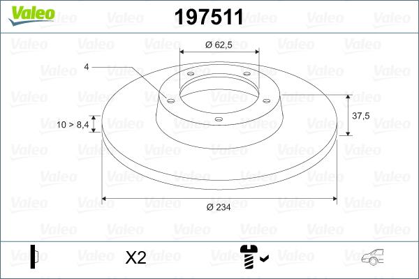 Valeo 197511 - Disque de frein cwaw.fr