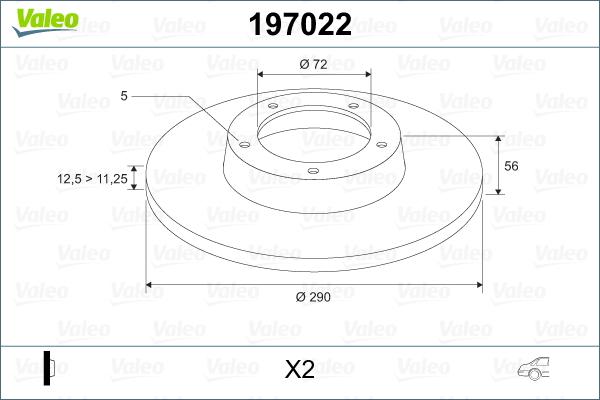 Valeo 197022 - Disque de frein cwaw.fr