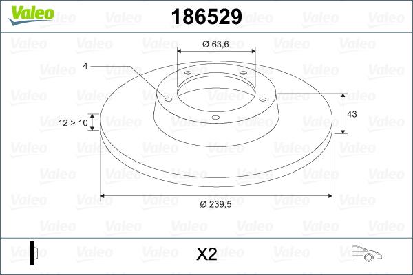 Valeo 186529 - Disque de frein cwaw.fr