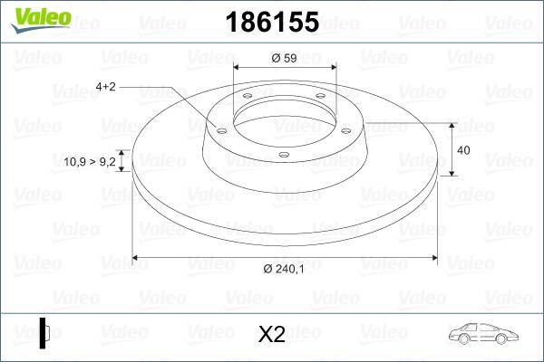 Valeo 186155 - Disque de frein cwaw.fr