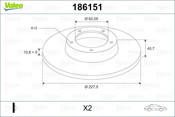 Valeo 186151 - Disque de frein cwaw.fr