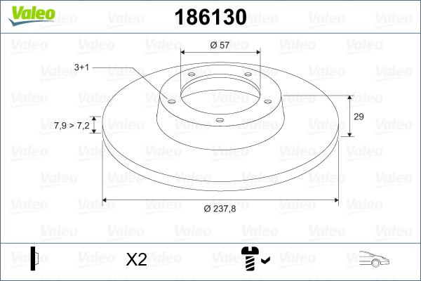 Valeo 186130 - Disque de frein cwaw.fr