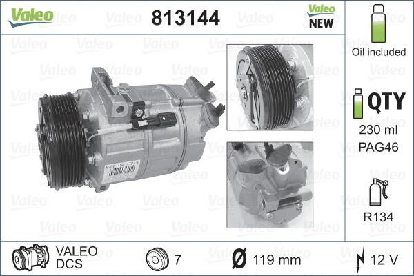 Valeo 813144 - Compresseur, climatisation cwaw.fr