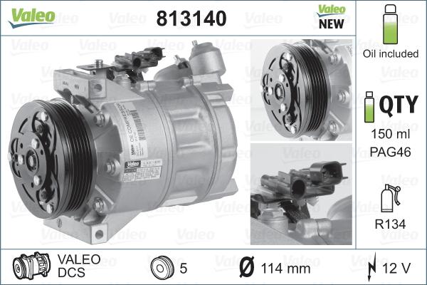 Valeo 813140 - Compresseur, climatisation cwaw.fr