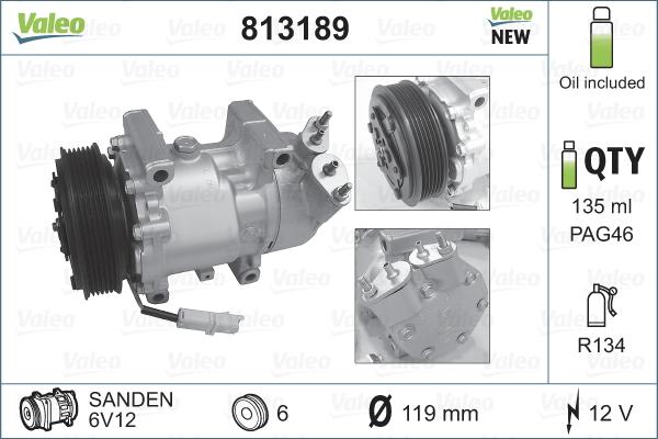 Valeo 813189 - Compresseur, climatisation cwaw.fr