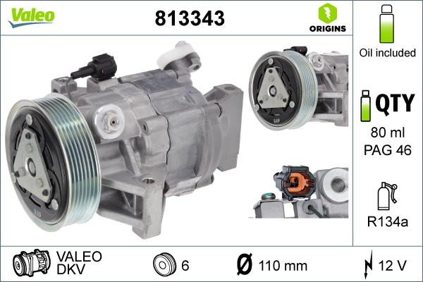 Valeo 813343 - Compresseur, climatisation cwaw.fr