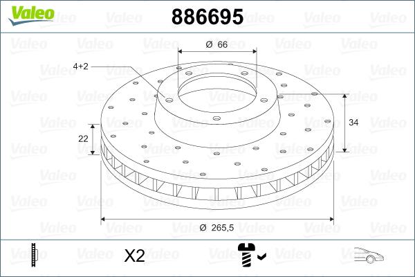 Valeo 886695 - Disque de frein cwaw.fr