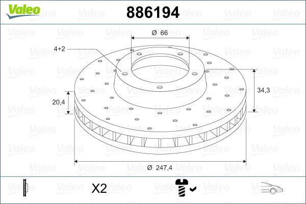 Valeo 886194 - Disque de frein cwaw.fr