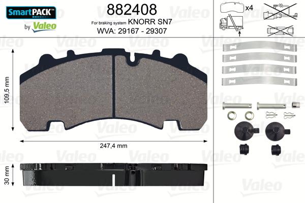 Valeo 882408 - Kit de plaquettes de frein, frein à disque cwaw.fr