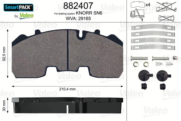 Valeo 882407 - Kit de plaquettes de frein, frein à disque cwaw.fr