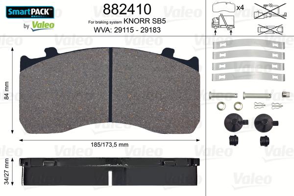 Valeo 882410 - Kit de plaquettes de frein, frein à disque cwaw.fr