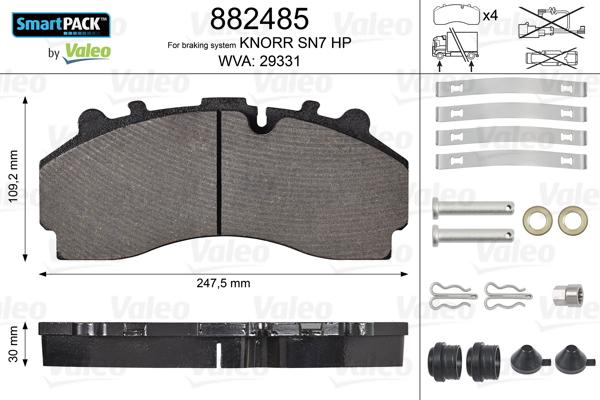 Valeo 882485 - Kit de plaquettes de frein, frein à disque cwaw.fr