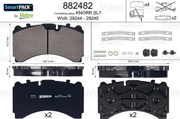 Valeo 882482 - Kit de plaquettes de frein, frein à disque cwaw.fr