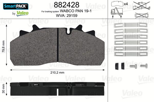 Valeo 882428 - Kit de plaquettes de frein, frein à disque cwaw.fr