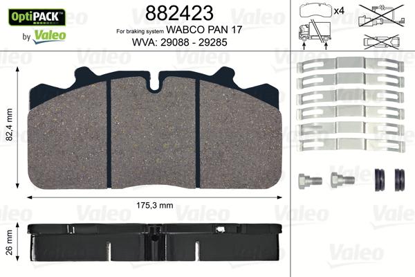 Valeo 882423 - Kit de plaquettes de frein, frein à disque cwaw.fr