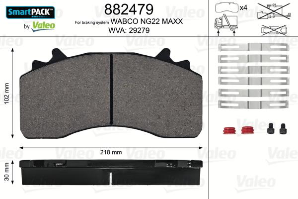 Valeo 882479 - Kit de plaquettes de frein, frein à disque cwaw.fr