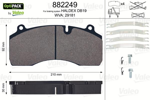 Valeo 882249 - Kit de plaquettes de frein, frein à disque cwaw.fr