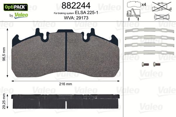 Valeo 882244 - Kit de plaquettes de frein, frein à disque cwaw.fr