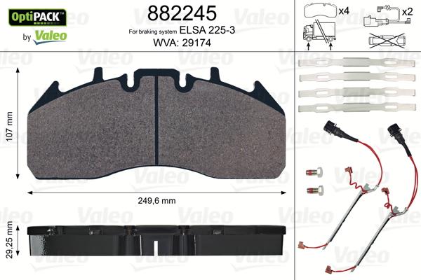 Valeo 882245 - Kit de plaquettes de frein, frein à disque cwaw.fr