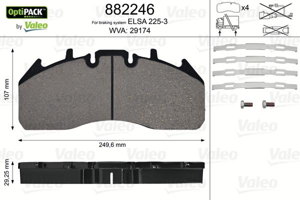 Valeo 882246 - Kit de plaquettes de frein, frein à disque cwaw.fr