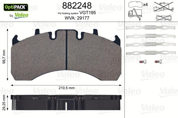 Valeo 882248 - Kit de plaquettes de frein, frein à disque cwaw.fr