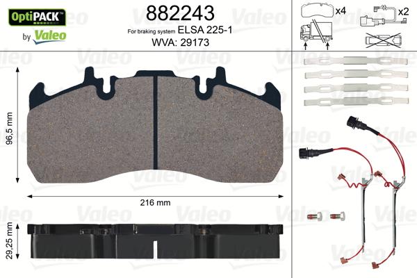 Valeo 882243 - Kit de plaquettes de frein, frein à disque cwaw.fr