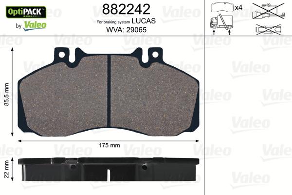 Valeo 882242 - Kit de plaquettes de frein, frein à disque cwaw.fr