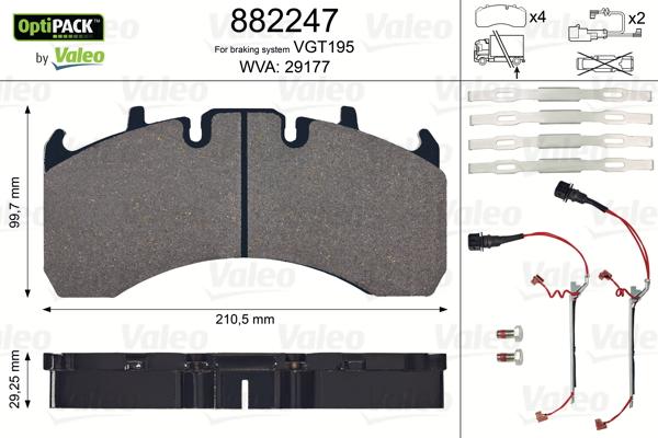 Valeo 882247 - Kit de plaquettes de frein, frein à disque cwaw.fr