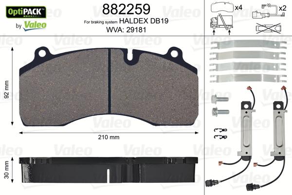 Valeo 882259 - Kit de plaquettes de frein, frein à disque cwaw.fr