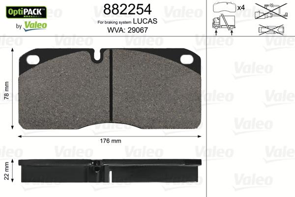 Valeo 882254 - Kit de plaquettes de frein, frein à disque cwaw.fr