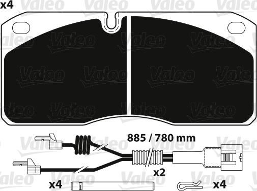 Valeo 882255 - Kit de plaquettes de frein, frein à disque cwaw.fr