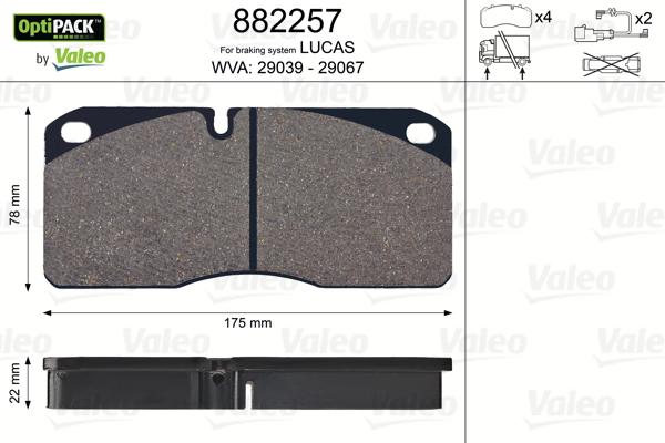 Valeo 882257 - Kit de plaquettes de frein, frein à disque cwaw.fr