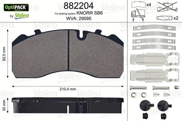 Valeo 882204 - Kit de plaquettes de frein, frein à disque cwaw.fr