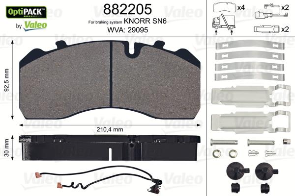 Valeo 882205 - Kit de plaquettes de frein, frein à disque cwaw.fr