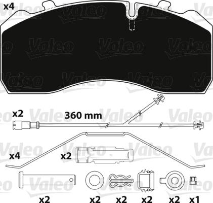 Valeo 882206 - Kit de plaquettes de frein, frein à disque cwaw.fr