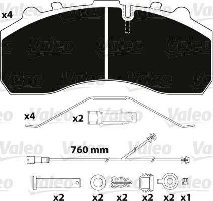 Valeo 882203 - Kit de plaquettes de frein, frein à disque cwaw.fr