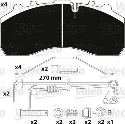 Valeo 882202 - Kit de plaquettes de frein, frein à disque cwaw.fr