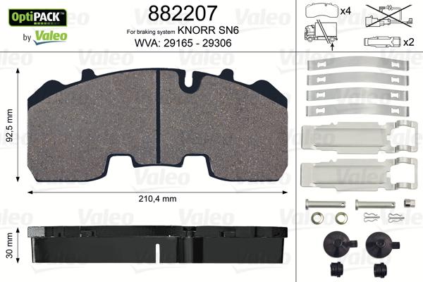 Valeo 882207 - Kit de plaquettes de frein, frein à disque cwaw.fr