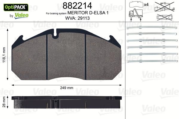 Valeo 882214 - Kit de plaquettes de frein, frein à disque cwaw.fr