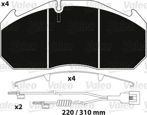 Valeo 882215 - Kit de plaquettes de frein, frein à disque cwaw.fr