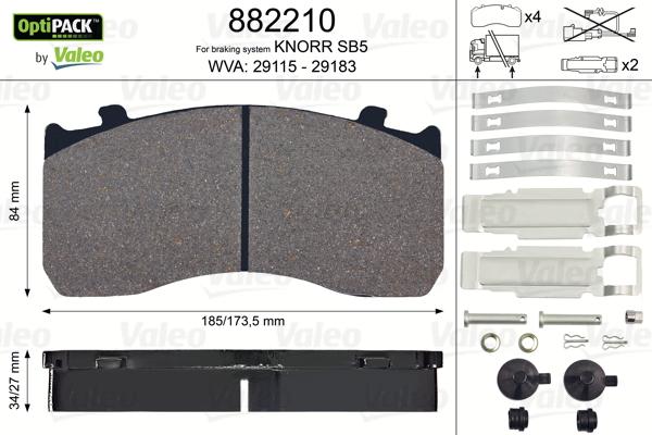 Valeo 882210 - Kit de plaquettes de frein, frein à disque cwaw.fr