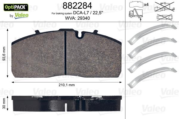 Valeo 882284 - Kit de plaquettes de frein, frein à disque cwaw.fr