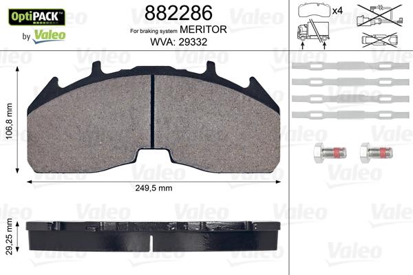 Valeo 882286 - Kit de plaquettes de frein, frein à disque cwaw.fr