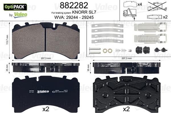 Valeo 882282 - Kit de plaquettes de frein, frein à disque cwaw.fr