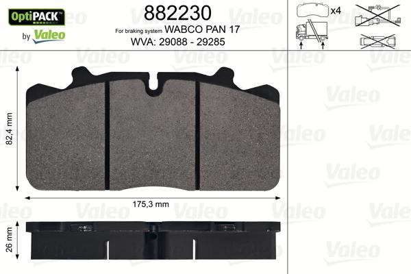 Valeo 882230 - Kit de plaquettes de frein, frein à disque cwaw.fr