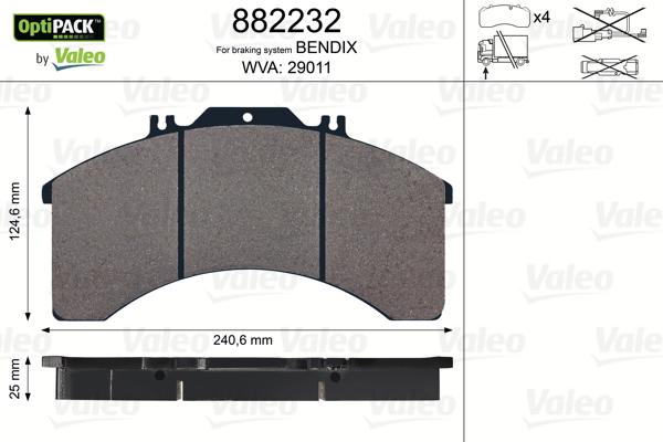 Valeo 882232 - Kit de plaquettes de frein, frein à disque cwaw.fr