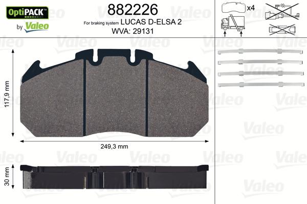 Valeo 882226 - Kit de plaquettes de frein, frein à disque cwaw.fr