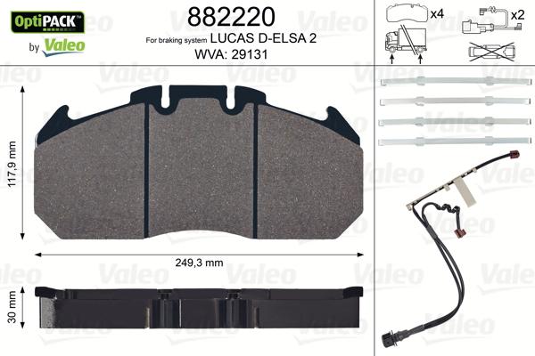 Valeo 882220 - Kit de plaquettes de frein, frein à disque cwaw.fr